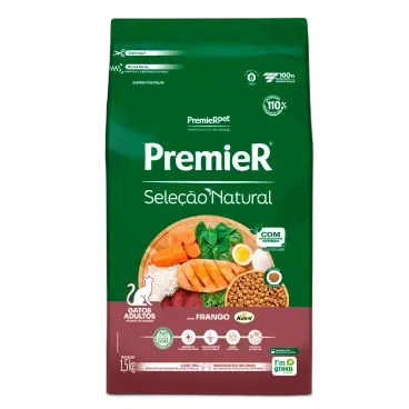 Racao Premier Selecao Natural Gatos Adultos Frango 1.5kg frente